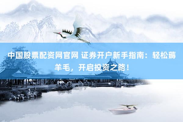 中国股票配资网官网 证券开户新手指南:轻松薅羊毛,开启投资之路!
