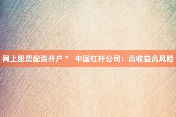 网上股票配资开户 *   中国杠杆公司：高收益高风险