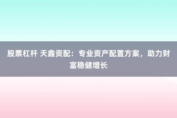 股票杠杆 天鑫资配：专业资产配置方案，助力财富稳健增长