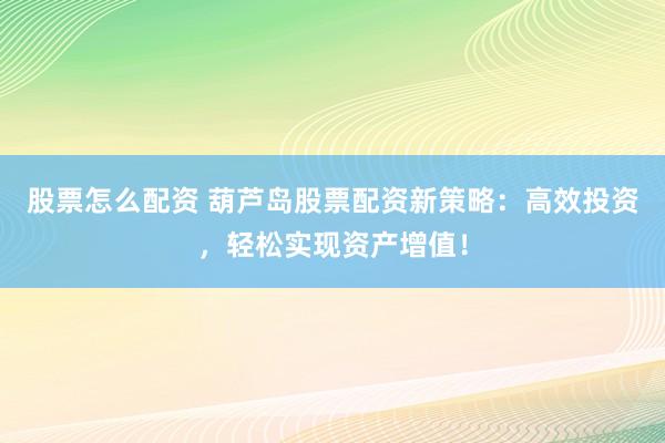 股票怎么配资 葫芦岛股票配资新策略：高效投资，轻松实现资产增值！