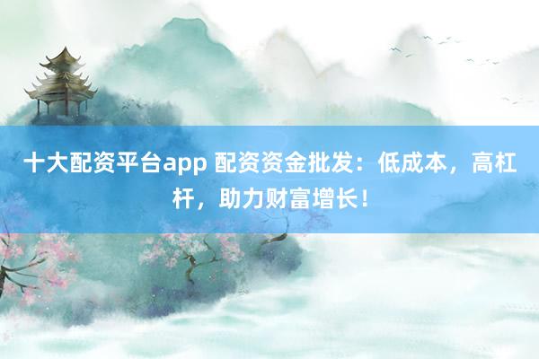 十大配资平台app 配资资金批发：低成本，高杠杆，助力财富增长！