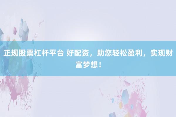 正规股票杠杆平台 好配资，助您轻松盈利，实现财富梦想！