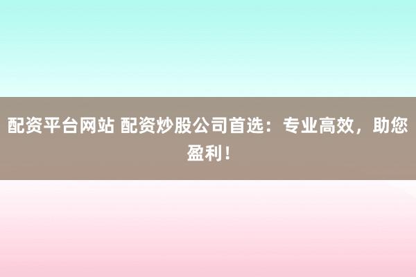 配资平台网站 配资炒股公司首选：专业高效，助您盈利！