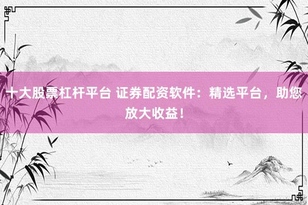 十大股票杠杆平台 证券配资软件：精选平台，助您放大收益！