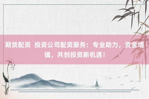 期货配资  投资公司配资服务：专业助力，资金增值，共创投资新机遇！