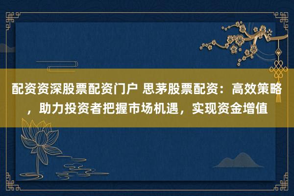 配资资深股票配资门户 思茅股票配资：高效策略，助力投资者把握市场机遇，实现资金增值