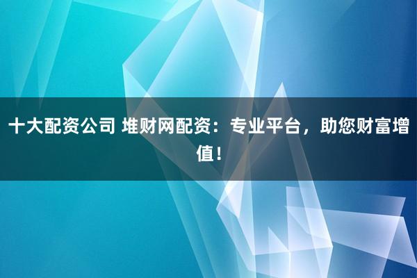 十大配资公司 堆财网配资：专业平台，助您财富增值！