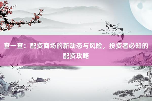 查一查:配资商场的新动态与风险,投资者必知的配资攻略