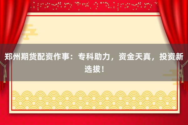郑州期货配资作事：专科助力，资金天真，投资新选拔！