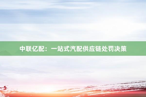 中联亿配：一站式汽配供应链处罚决策