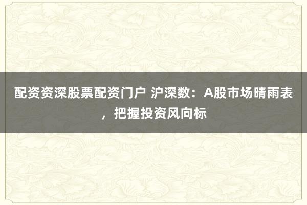 配资资深股票配资门户 沪深数：A股市场晴雨表，把握投资风向标