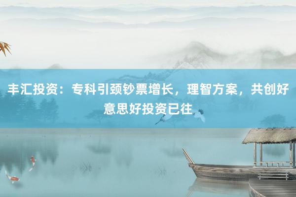 丰汇投资：专科引颈钞票增长，理智方案，共创好意思好投资已往