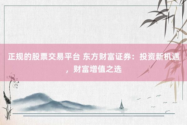 正规的股票交易平台 东方财富证券：投资新机遇，财富增值之选