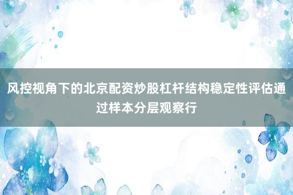 风控视角下的北京配资炒股杠杆结构稳定性评估通过样本分层观察行