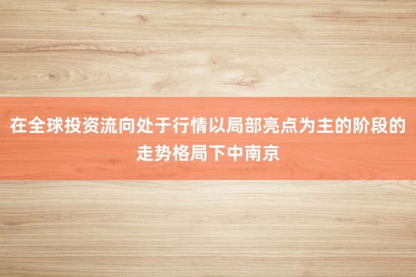 在全球投资流向处于行情以局部亮点为主的阶段的走势格局下中南京