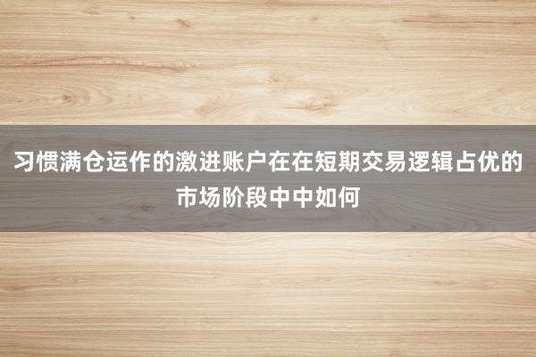 习惯满仓运作的激进账户在在短期交易逻辑占优的市场阶段中中如何