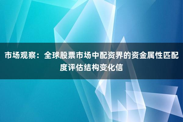 市场观察：全球股票市场中配资界的资金属性匹配度评估结构变化信