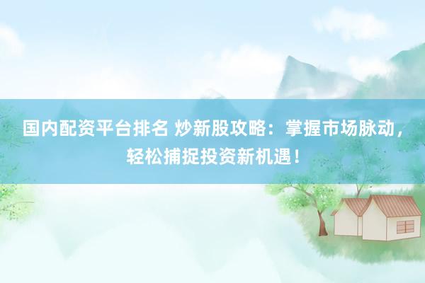 国内配资平台排名 炒新股攻略：掌握市场脉动，轻松捕捉投资新机遇！