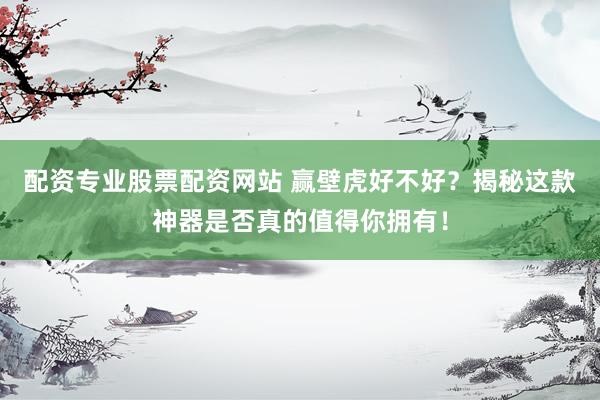 配资专业股票配资网站 赢壁虎好不好？揭秘这款神器是否真的值得你拥有！