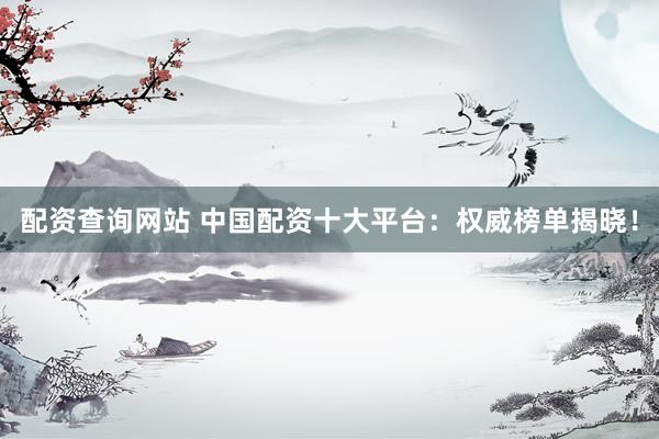 配资查询网站 中国配资十大平台：权威榜单揭晓！