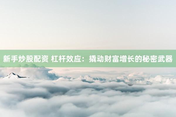 新手炒股配资 杠杆效应：撬动财富增长的秘密武器