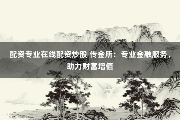 配资专业在线配资炒股 传金所：专业金融服务，助力财富增值