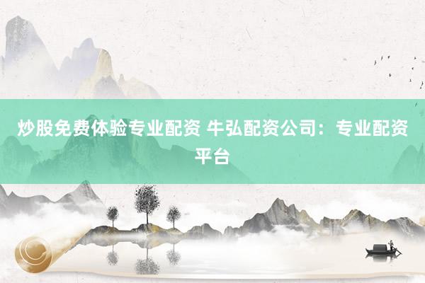 炒股免费体验专业配资 牛弘配资公司：专业配资平台